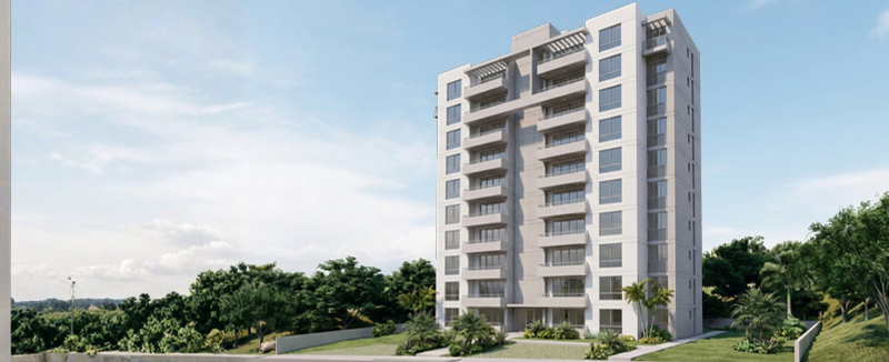 Torre residencial moderna con ascensor