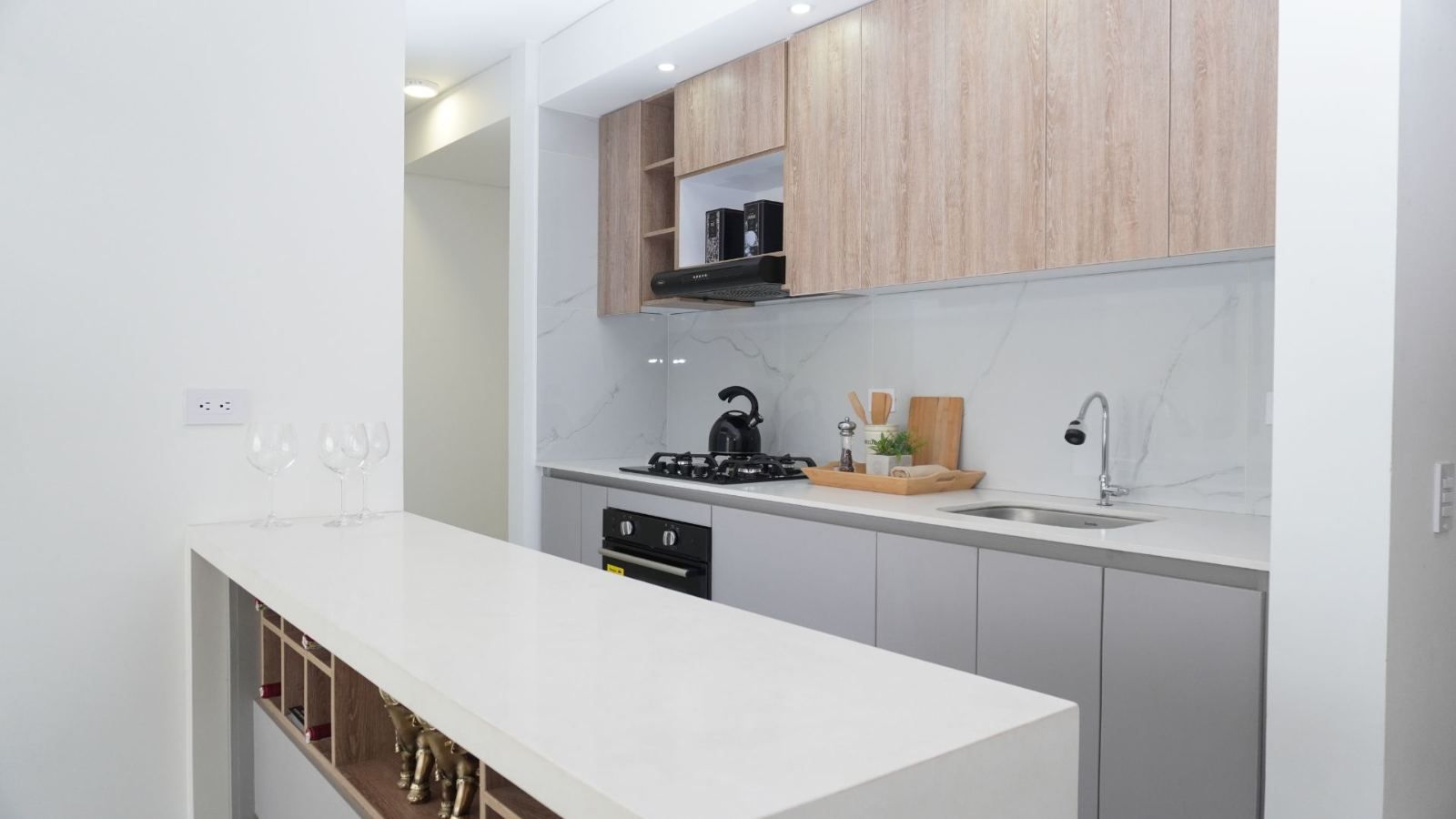 Sala y comedor del apartamento modelo
