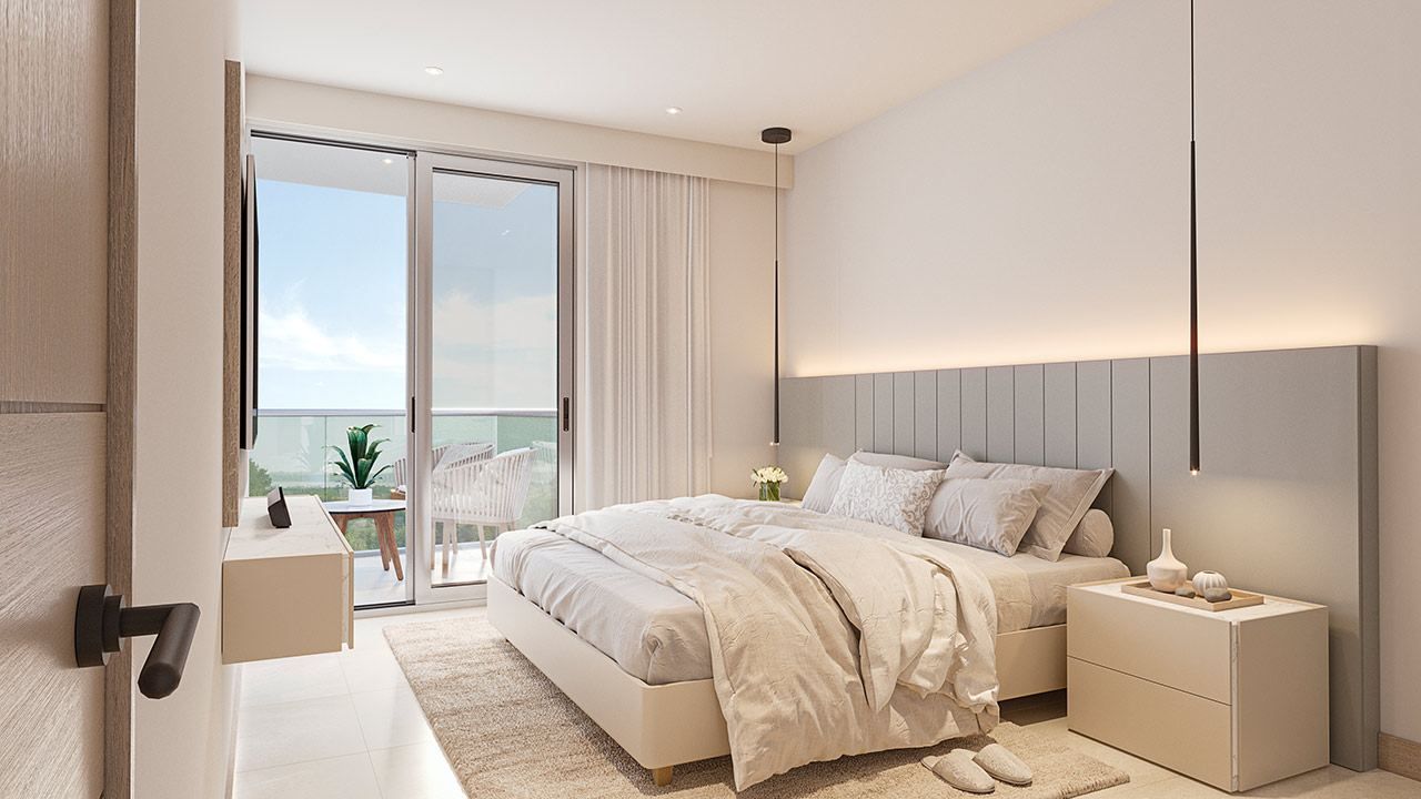 Alcoba principal del apartamento modelo